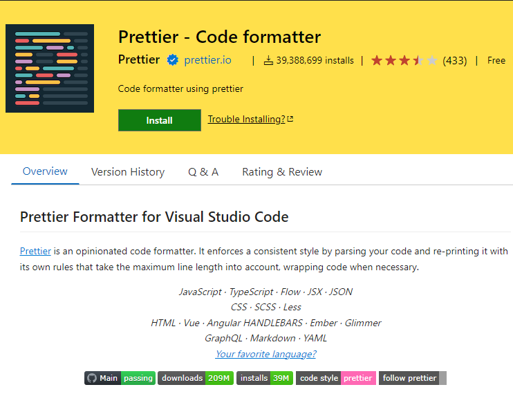 Prettier - Code formatter